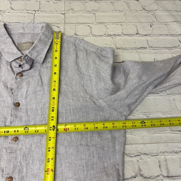 Velez Artisan Men 100% Linen Button Shirt Top Size Large Semi Fit D034 -23 - Picture 4 of 16